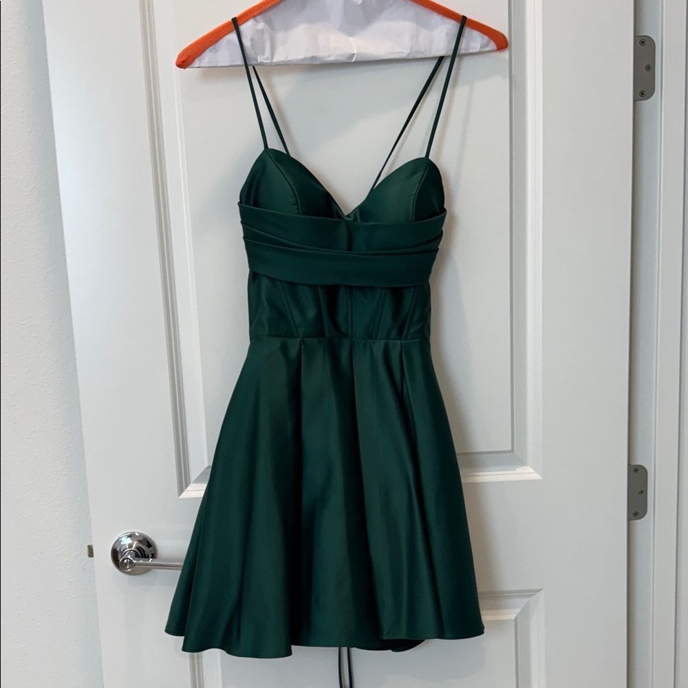 Blondie Nites Emerald Green Strappy Mini Dress